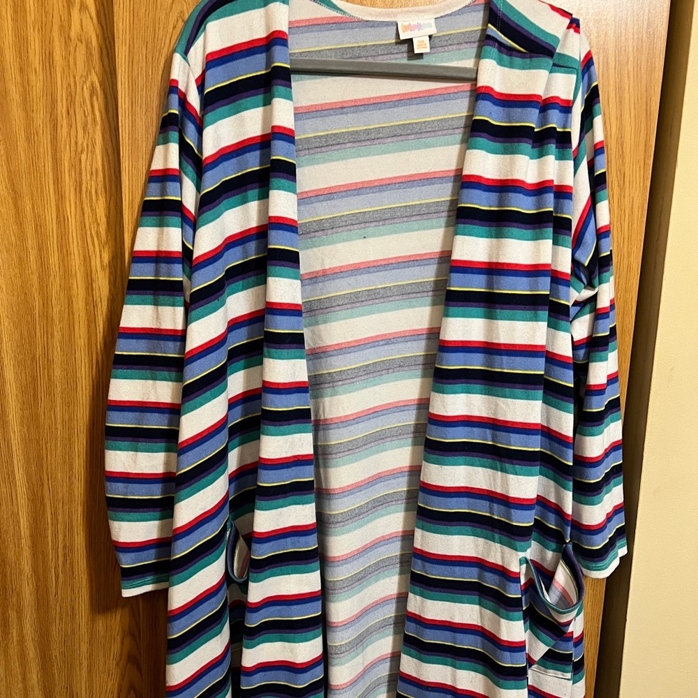 Lularoe cardigan. 3XL. Multicolored, stripped, & cute!